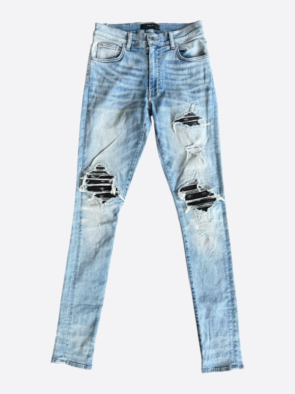 Amiri Light Indigo & Black Bandana Patch MX1 Jeans